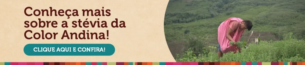 Banner promocional do adoçante stevia Color Andina, alternativa natural ao açúcar