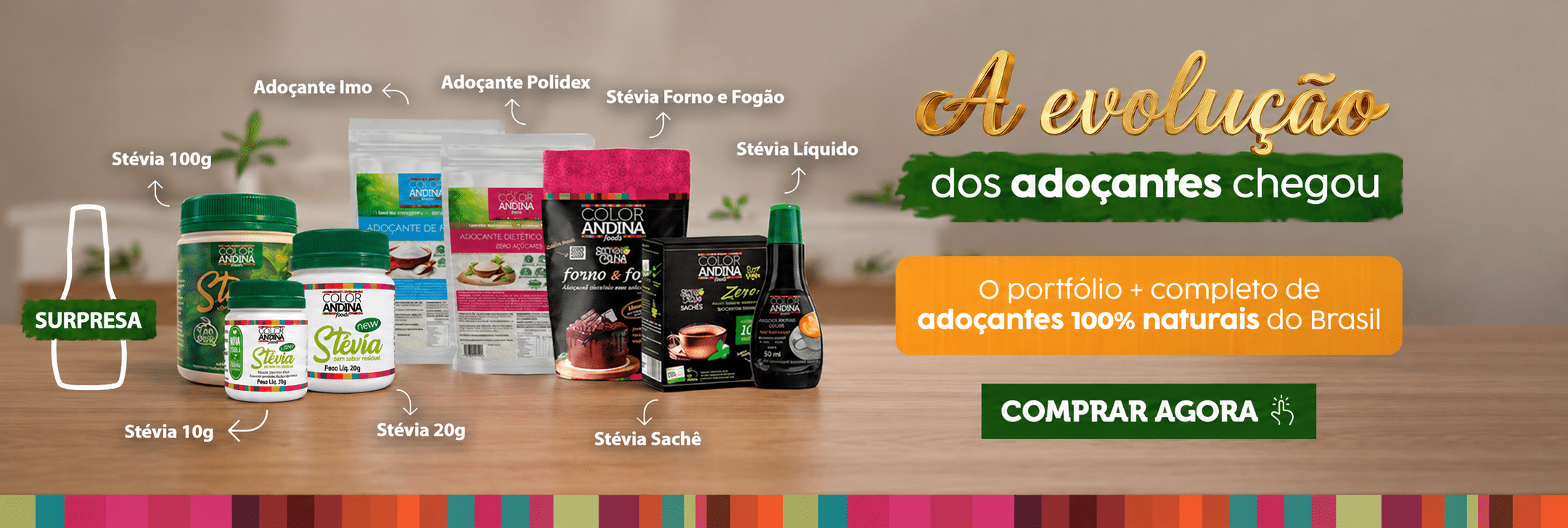 Adoçantes Color Andina 100% naturais